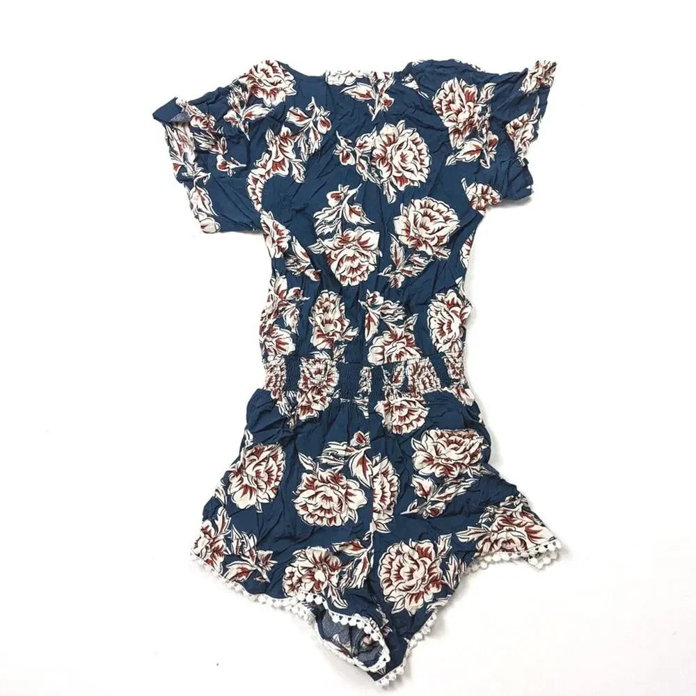 Matilda Jane 435 Romper Size 10 Girls Blue Floral Boutique Shorts
